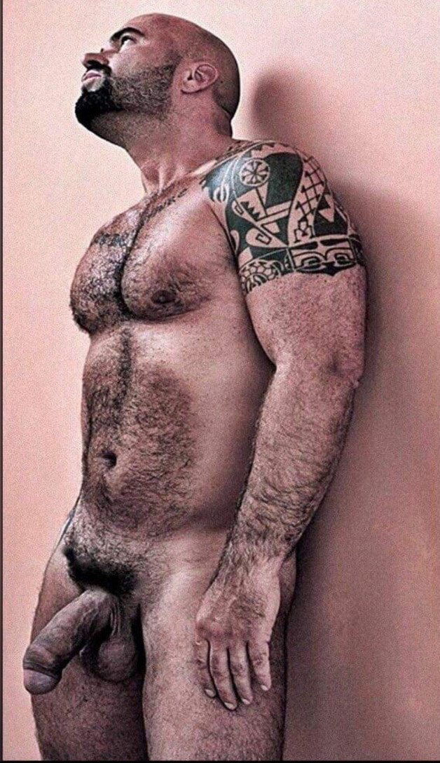 Photo by Nickplus33 with the username @Nickplus33, who is a verified user,  April 25, 2024 at 2:27 AM and the text says '#beefy #beard #hairy #hung #massivecock #uncut  #bush #thickdick #balls #lowhangers #ink #bear #dilf'