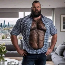 Photo by Nickplus33 with the username @Nickplus33, who is a verified user,  April 3, 2024 at 2:24 AM and the text says '#AI #beard #daddy #hairy #bear #beefy #dilf'
