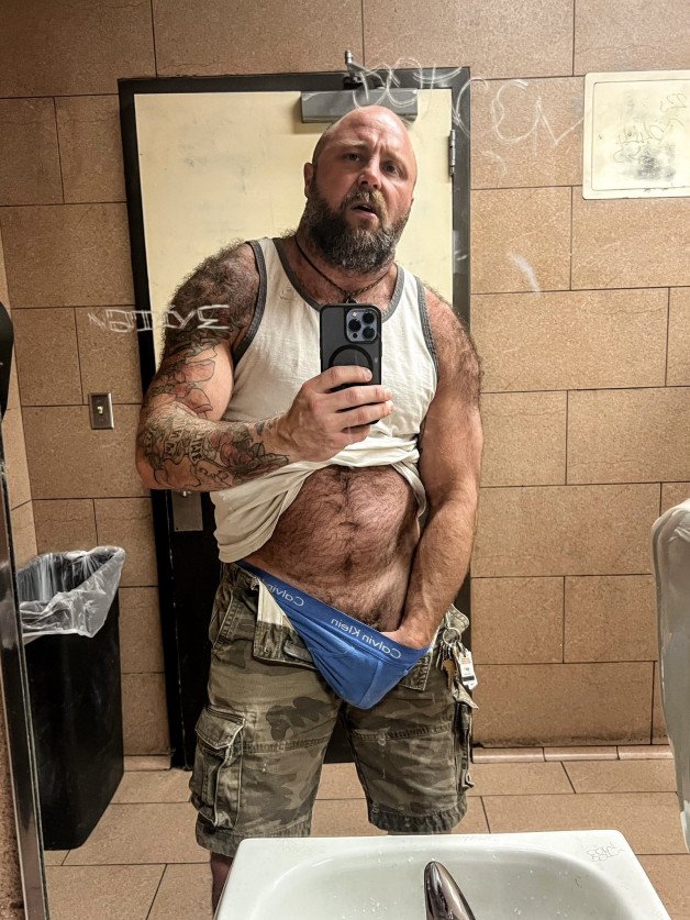 Watch the Photo by Nickplus33 with the username @Nickplus33, who is a verified user, posted on February 19, 2024 and the text says '#selfie #hairy #daddy #beefy #hairy #beard #wc #cruising'