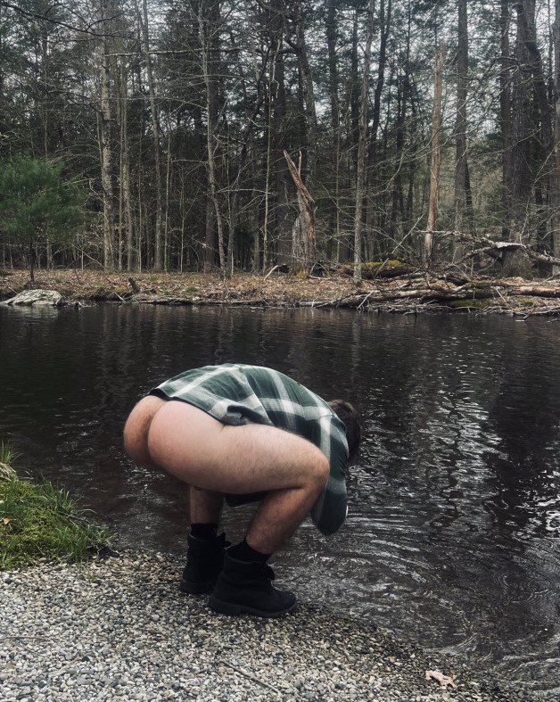 Photo by Nickplus33 with the username @Nickplus33, who is a verified user,  May 29, 2024 at 2:11 AM and the text says '#outdoors #hairy #Forest #butt #obsession'