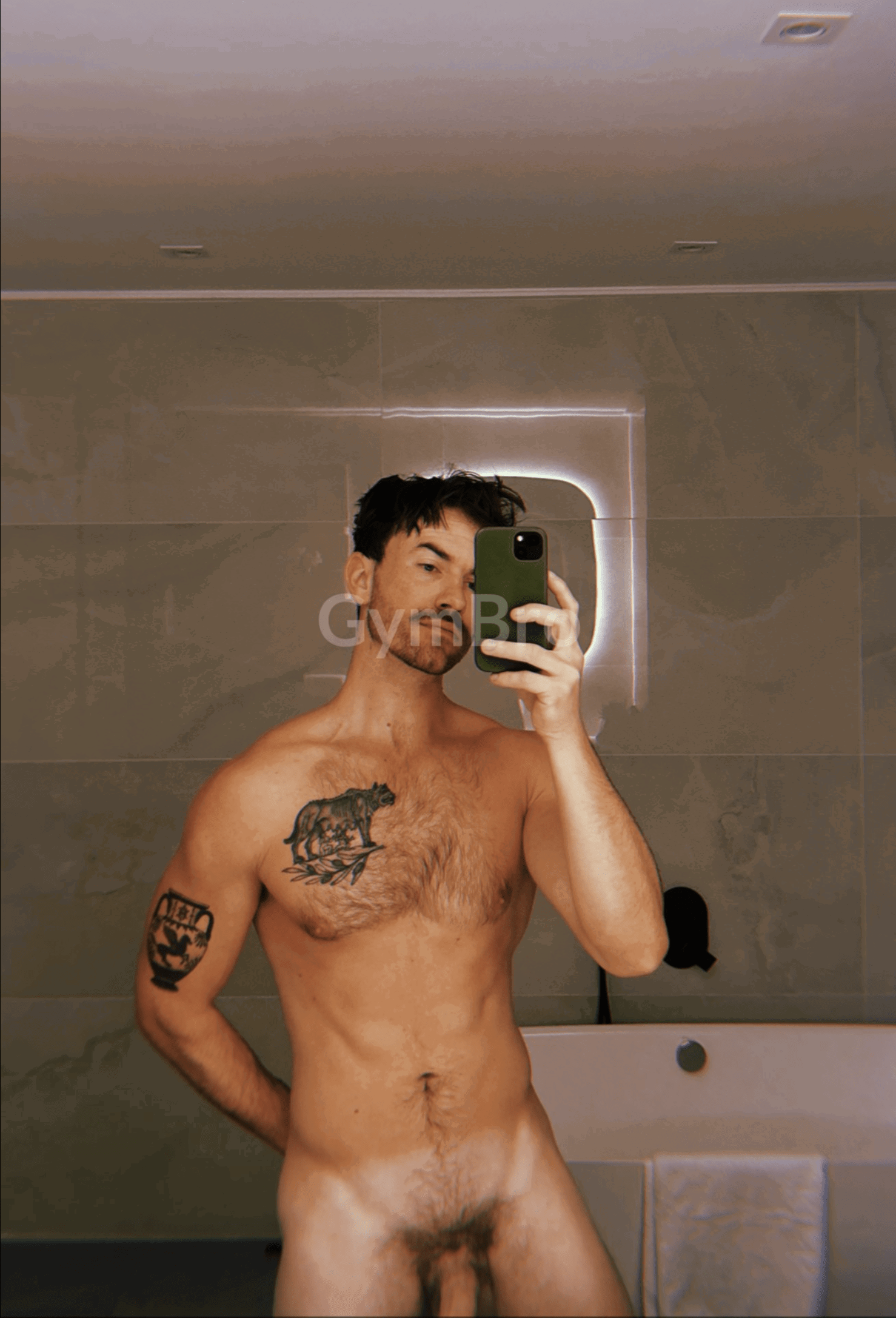 Album by Nickplus33 with the username @Nickplus33, who is a verified user,  December 24, 2023 at 5:33 AM and the text says '#onlinecruiser #toned #youngdilf #ink #tanned #selfies #scruff #SHchatbud'