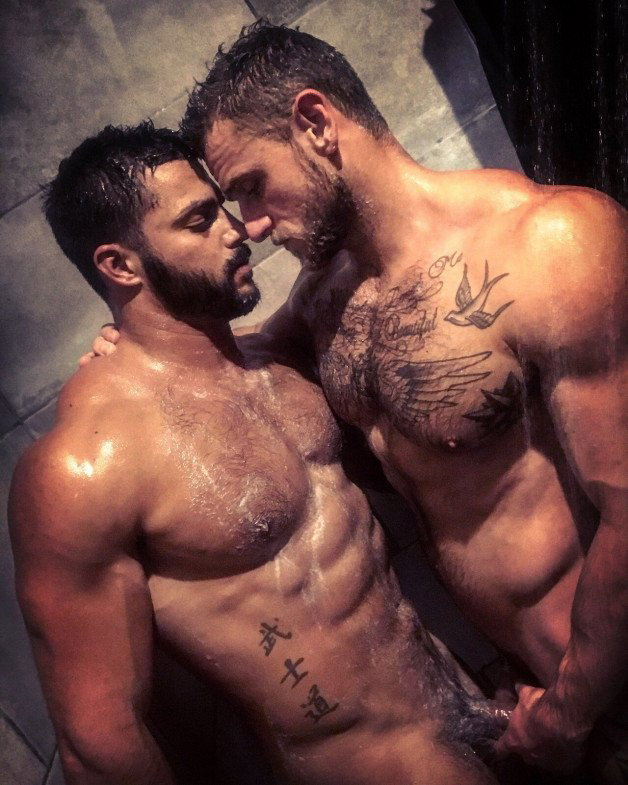 Photo by Nickplus33 with the username @Nickplus33, who is a verified user,  April 24, 2024 at 1:54 AM and the text says '#bromance #shower #youngdilf #dilf #beard #muscled #hairy #hairychest'