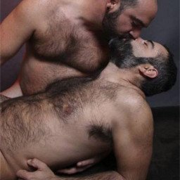 Photo by Nickplus33 with the username @Nickplus33, who is a verified user,  April 27, 2024 at 2:07 AM and the text says '#bromance #beard #hairy #daddy #beefy #bear #kissing'