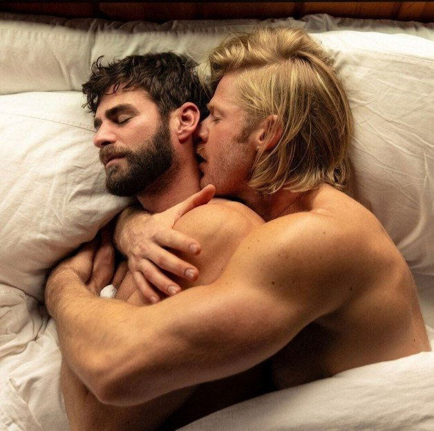 Photo by Nickplus33 with the username @Nickplus33, who is a verified user,  July 5, 2024 at 12:34 AM and the text says '#mattoffthetrail #blondes #beard #dilf #bromance #stache #scruff'