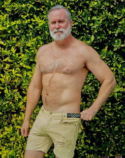 Photo by Nickplus33 with the username @Nickplus33, who is a verified user,  May 3, 2024 at 3:35 AM and the text says '#daddy #beefy #beard #granddaddy #hairy #outdoors'