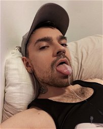 Photo by Nickplus33 with the username @Nickplus33, who is a verified user,  May 20, 2024 at 3:40 AM and the text says '#caps #otter  #tongue #cumfacial #cumeater #hairy #hairychest #scruff'