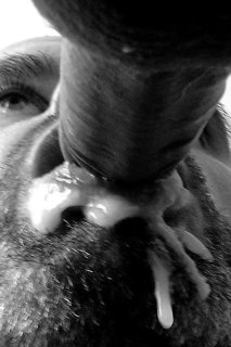 Photo by Nickplus33 with the username @Nickplus33, who is a verified user,  June 9, 2024 at 2:50 AM and the text says '#blackandwhite #cumfacial #cumeater #beard #cocksucking #cummybeard'