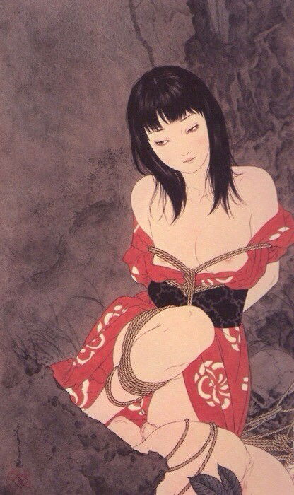 Photo by slavedesires with the username @slavedesires,  March 27, 2016 at 8:20 PM and the text says '#takato  #yamamoto  #bondage  #art'