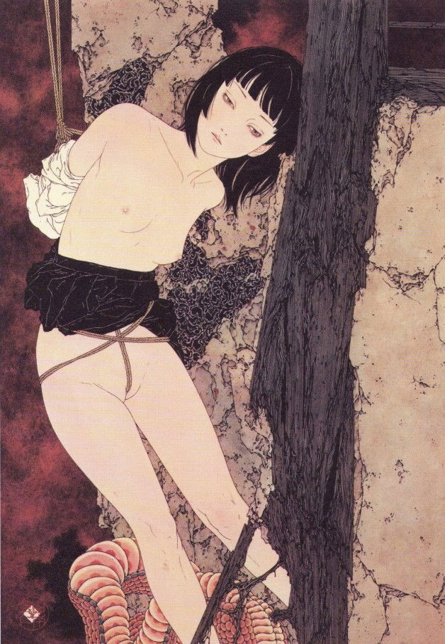 Photo by slavedesires with the username @slavedesires,  March 28, 2016 at 12:55 AM and the text says 'hushaby:

山本タカト(Takato Yamamoto)… | Kai Fine Art
 #Takato  #Yamamoto  #art  #bondage'