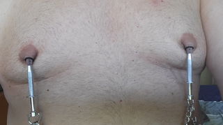 Album by Chastity Chub with the username @chastity-chub,  June 16, 2023 at 8:40 AM. The post is about the topic Male Chastity and the text says 'On some days I need some pain to get horny. My sensitive nipples are a good target for some torture'