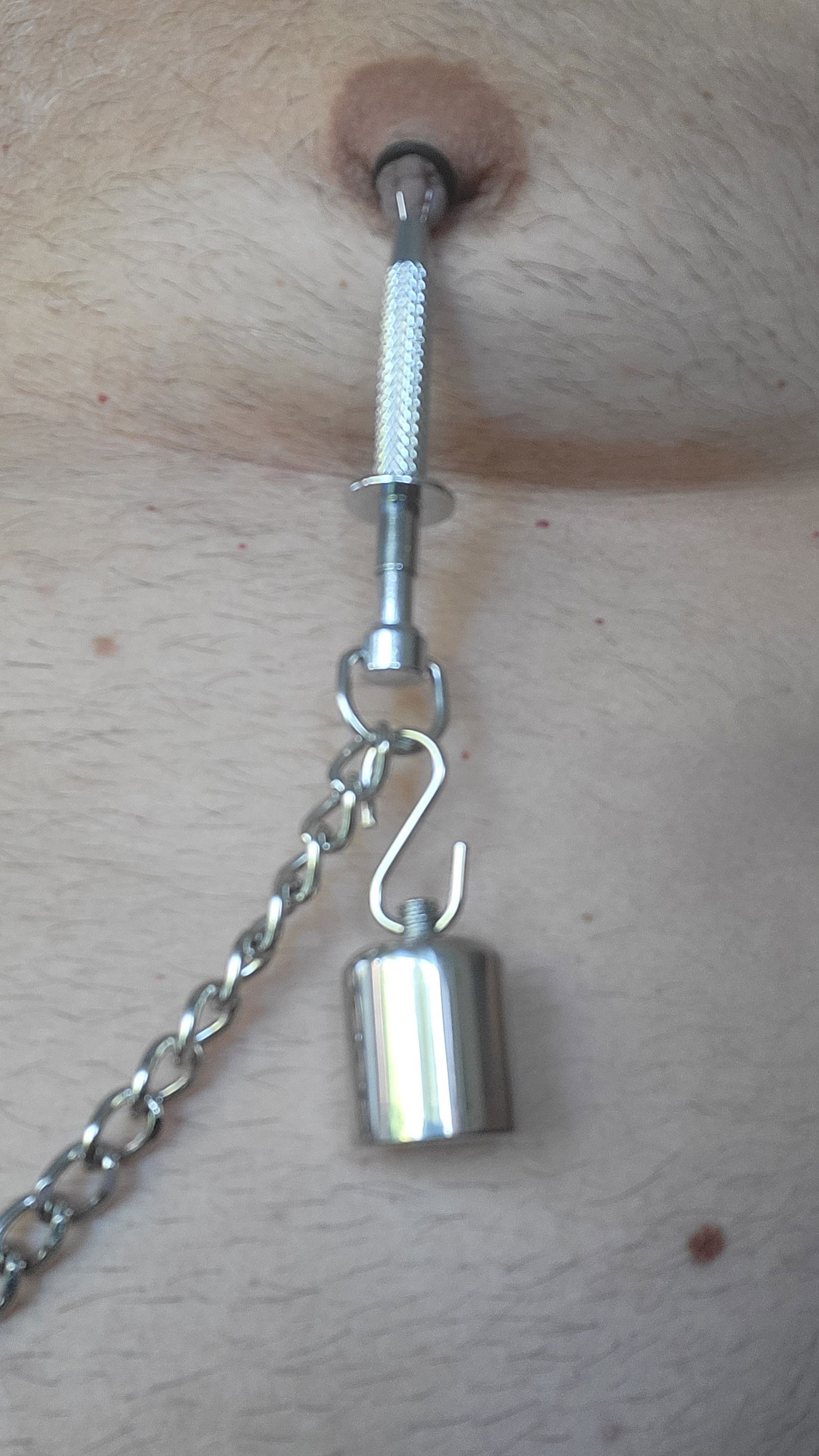 Album by Chastity Chub with the username @chastity-chub,  June 16, 2023 at 8:40 AM. The post is about the topic Male Chastity and the text says 'On some days I need some pain to get horny. My sensitive nipples are a good target for some torture'