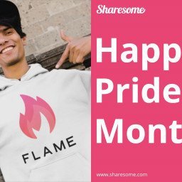 Photo by Sharesome with the username @Sharesome, who is a admin user,  June 8, 2022 at 12:43 PM and the text says 'Happy #Pride2022! 

Be proud of who you are, because you’re amazing. 

#SharesomeLove #Pride #PrideMonth'