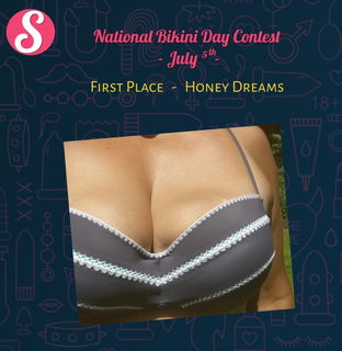 Album by Sharesome with the username @Sharesome, who is a admin user,  July 5, 2019 at 7:36 PM and the text says 'Hey guys! The #NationalBikiniDay 👙 contest has ended and here are our Top 3 winners! 🏆🏆🏆

🌟 1st Place  - @MyHoneyLickingDreams
🌟 2nd Place - @AyshaRosse
🌟 3rd Place  - @SereneSophie

Congratulations to all of our contestants! 🎉 You can still check..'