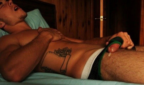 Photo by nicegaypics with the username @nicegaypics,  September 22, 2013 at 2:52 AM and the text says '#cum  #underwear  #tatoo'