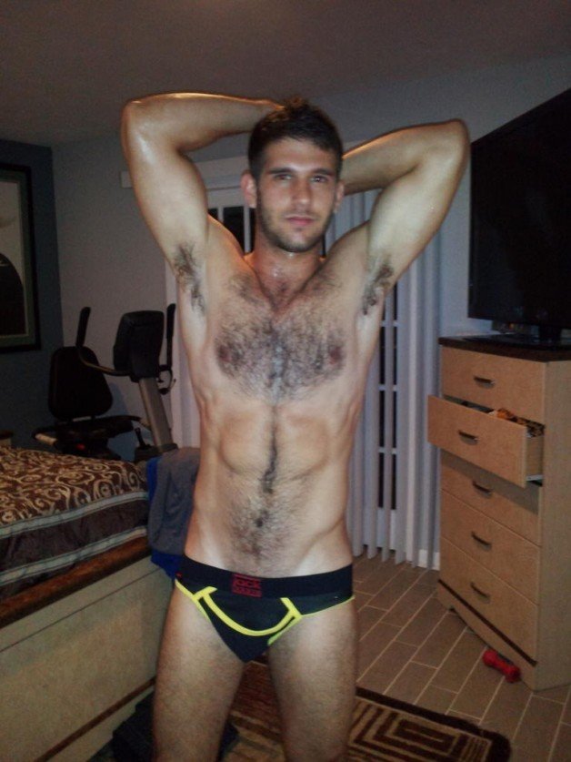 Photo by nicegaypics with the username @nicegaypics,  May 31, 2013 at 4:00 PM and the text says 'otterfiles:

I bet he smells amazing right around now.  This is an otter I could cum just looking at.

So sweaty.. let me give you a bath, please? #underwear  #sweaty  #hairy  #chest  #work  #out'