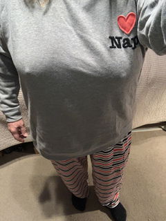 Photo by Katrina.fairbanks with the username @Katrinafairbanks, who is a verified user,  October 19, 2019 at 2:28 AM. The post is about the topic Amateurs and the text says 'This is what one wears to bed when the furnace breaks down and the part will arrive in 3 days, it's 35 degrees outside, and have no one to snuggle with. I need someone to snuggle with'