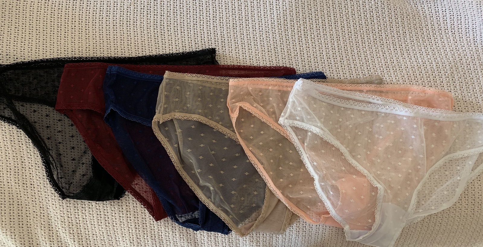 Photo by Katrina.fairbanks with the username @Katrinafairbanks, who is a verified user,  July 14, 2019 at 11:05 PM. The post is about the topic MILF and the text says 'New panties arrived today. Which one should I wear to work tomorrow?'