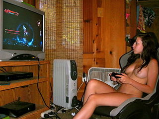 Photo by Dirty with the username @deviantgrottos,  July 2, 2012 at 7:18 PM and the text says 'getsuswet:

~Megan&amp;Johny
 #xbox  #titties  #video  #games  #sexy  #naked  #naked  #gamer'