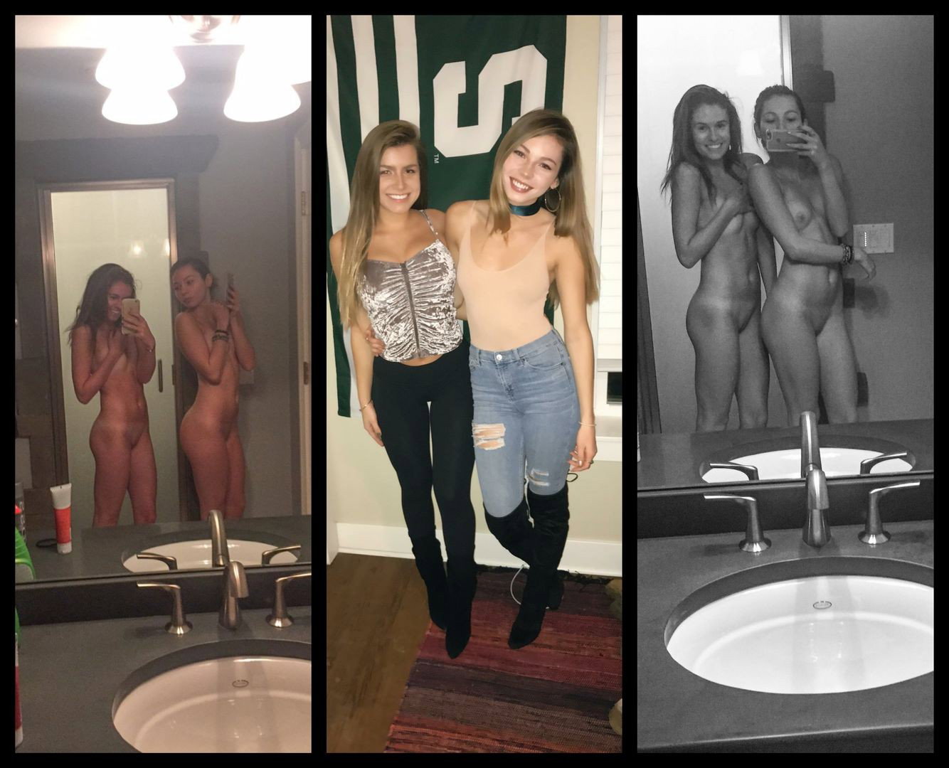 Photo by Caffiend with the username @Caffiend,  November 3, 2020 at 7:14 PM. The post is about the topic On and Off/Before and After and the text says '#OnAndOff #BeforeAndAfter #CollegeGirls 
College Girls always good for showing some skin'