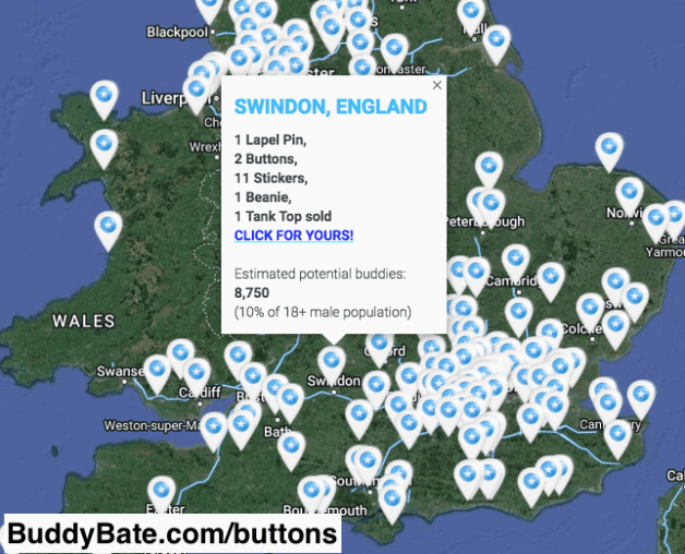 Photo by BuddyBate with the username @BuddyBate,  December 6, 2023 at 10:50 AM. The post is about the topic Bate Cruising and the text says 'A new guy in #Swindon, #England has joined the International #BuddyBate club. If you're local, share the post and spread the word'