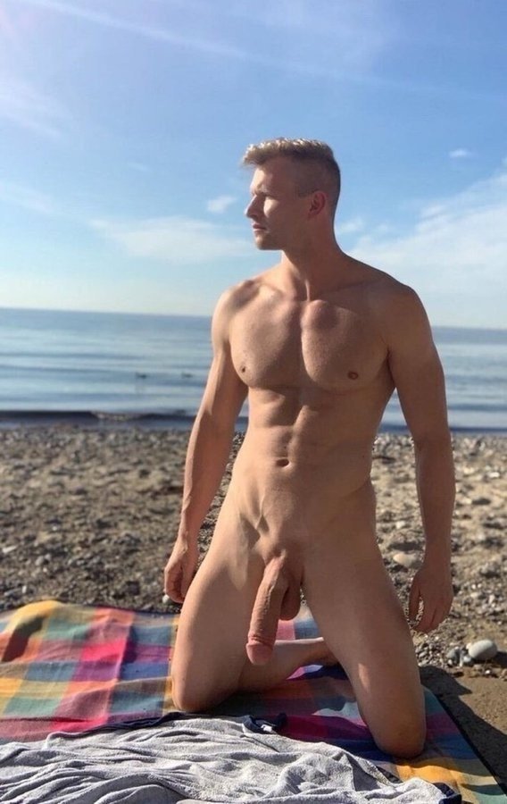 Photo by BuddyBate with the username @BuddyBate,  December 6, 2023 at 2:51 PM. The post is about the topic big cocks and the text says 'Imagine finding this big #dick #bator just hanging out and looking for company at the nude beach'