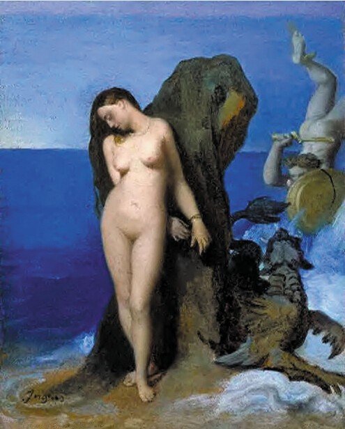 Album by Sumles with the username @Sumles,  May 18, 2023 at 5:02 PM. The post is about the topic Old paintings and the text says '#Andromeda #nudeart #painting #femininebeauty #art #bondage #bdsm'