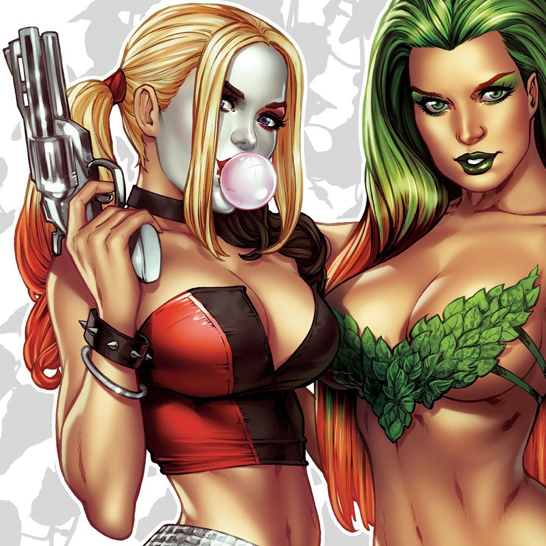 Photo by Justanotherguy with the username @Justanotherguy79,  December 31, 2017 at 3:34 AM and the text says 'eliaschatzoudis:

#happynewyear #gothamcitysirens #harleyquinn #poisonivy #catwoman #eliaschatzoudis #chatzoudis'