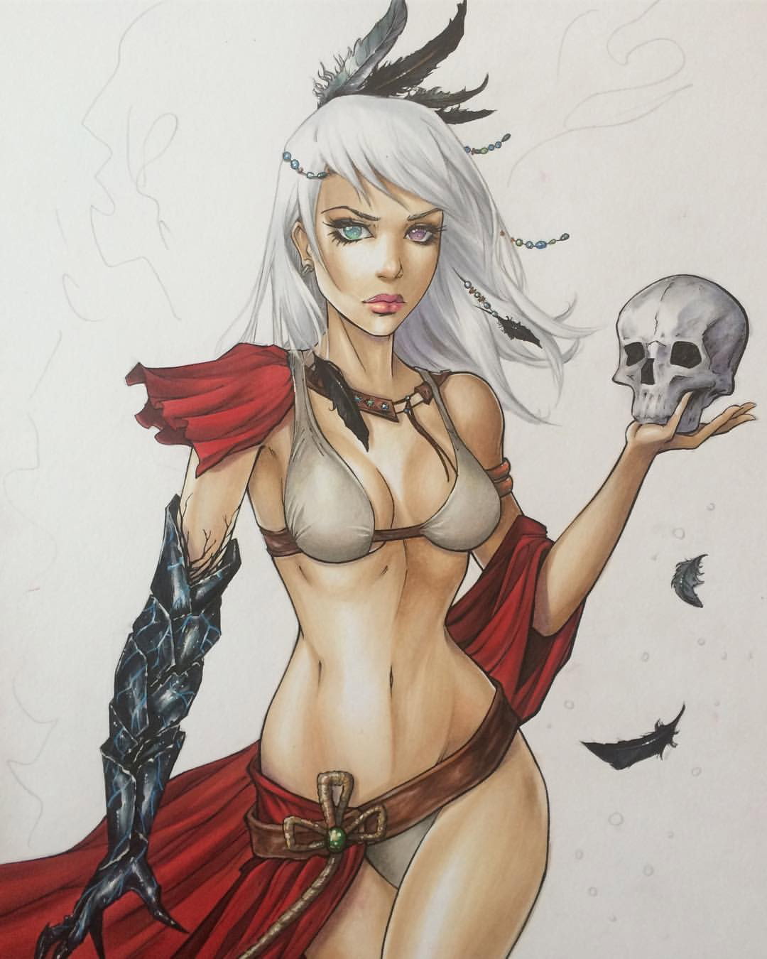 Photo by Justanotherguy with the username @Justanotherguy79,  May 20, 2017 at 2:36 AM and the text says 'aberrantkitty:

More WIP! Just gotta get the background in now. :-) 

#fantasyart #copic #copicmarkers #comicart #comics #sketch #instaart #shaman #witch #colletteturner'