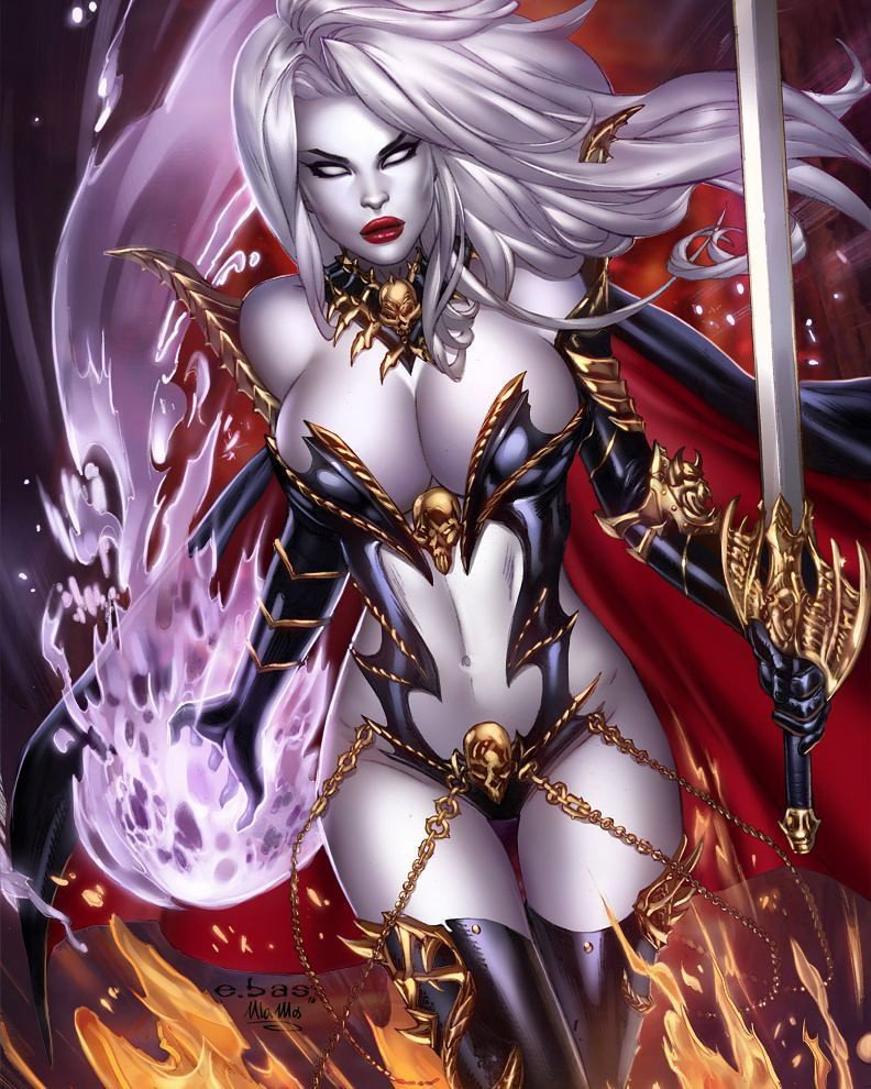 Photo by Justanotherguy with the username @Justanotherguy79,  September 21, 2017 at 3:58 AM and the text says 'i-am-ebas:
Ah #LadyDeath , she bares one of the most difficult looks for me to pull off, a powerful female with a side of sexy. In a way they contradict each other, like leveled off shoulders,  they are not typically the approach for a sexy look because..'