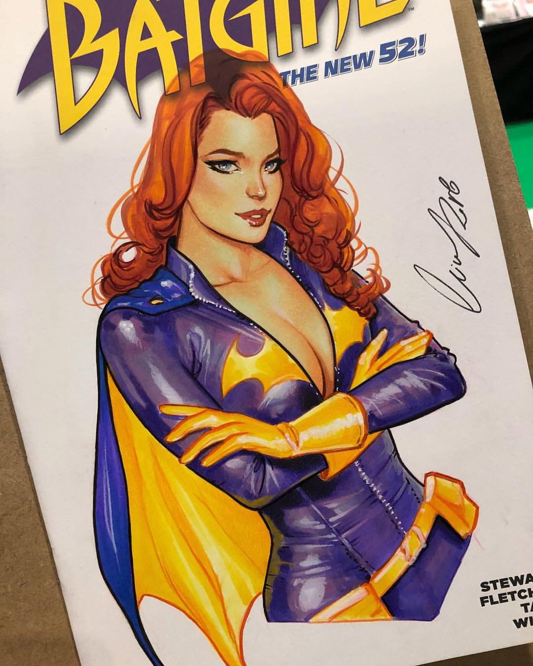 Photo by Justanotherguy with the username @Justanotherguy79,  October 29, 2018 at 11:38 AM and the text says 'eliaschatzoudis:#batgirl @mcmcomiccon #mcmlondoncomiccon #eliaschatzoudis #copicmarker #fabercastell #art #artist #comicart #comiccon #design #originalart #elias #copic #coverart #cover #commission #illustration #pencil #pen #ink #colorpencil  (at ExCeL..'