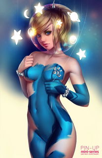 Photo by Justanotherguy with the username @Justanotherguy79,  April 24, 2015 at 12:59 AM and the text says 'tsuaii:

A pin-up of Samus! — http://fav.me/d8kfys2This is part of a mini-series I’m painting for my Patreon project. Samus overwhelmingly won first place for blonde characters, as voted by my 
supporters! Onto brunettes next!You can help me decide which..'