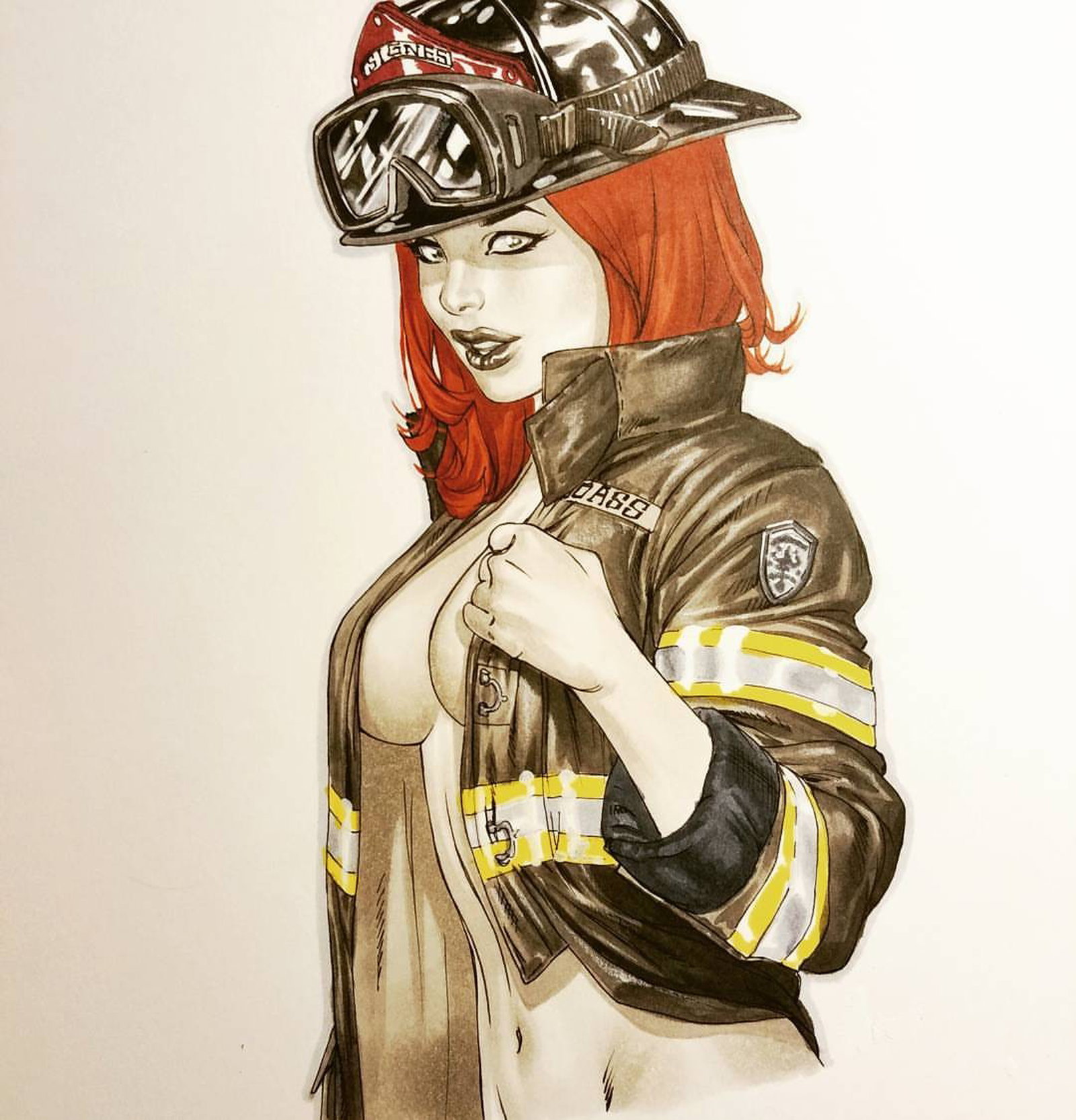 Photo by Justanotherguy with the username @Justanotherguy79,  September 25, 2017 at 1:58 AM and the text says 'i-am-ebas:

Was proud to draw this one,  firefighters are real life hero’s that run towards danger to save lives. 

#copicmarkers #copic #ericbasalduaart #ericbasaldua #sexy #firefighter'