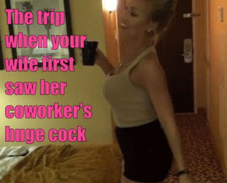 Photo by adultfictionsection with the username @adultfictionsection,  November 5, 2018 at 1:00 AM and the text says '#hotwife  #captions  #hot  #wife  #cuckhold  #coworker  #work  #trip  #hotel  #fucked  #doggy  #style  #kinky  #fantasy  #blonde  #big  #tits  #strip  #cock  #fucking  #gif'