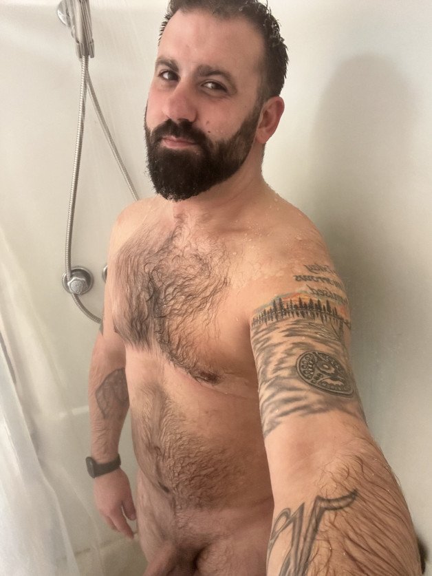 Photo by Bearded-dadbod with the username @Beardeddad22, who is a verified user,  January 8, 2023 at 12:26 PM. The post is about the topic Gay Porn and the text says 'DM’s welcome #cock #shower #trans #women #milf #mature'