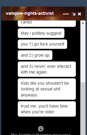 Watch the Photo by comfysexuality with the username @comfysexuality, posted on September 24, 2017 and the text says 'Okay, here’s a piece of shit I’d like to draw your attention to.  I have no idea why this a-hole wrote to me, as I never “interacted” with this person.  The closest I came was seeing a “you might like this” post show up on my feed, which happened to be on..'