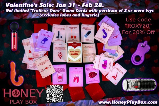 Photo by GamerGirlRoxy with the username @GamerGirlRoxy, who is a star user,  February 14, 2023 at 8:11 AM. The post is about the topic HoneyPlayBox Sex Toys and the text says 'Hey! 👋🏻
Got a set of cards today! 🃏
This is an awesome sale perk.🎁
More than one video using them, on the way! 🎥

Get a set, while you can! 🏁🏃🏻‍♀️🏃🏻‍♂️

**Valentine&#039;s Sale: Jan 31 - Feb 28. Get limited edition "Truth or Dare" Game Card with..'