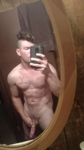 Album by SquirtReynolds with the username @SquirtReynolds, who is a verified user,  February 17, 2019 at 5:50 PM and the text says 'Kyle, the straight hockey player from Northern Wisconsin loves to show off his hot body and nice cock #localdick #upnorth #wisconsin #minocqua #straight'