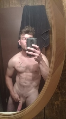 Album by SquirtReynolds with the username @SquirtReynolds, who is a verified user,  February 17, 2019 at 5:50 PM and the text says 'Kyle, the straight hockey player from Northern Wisconsin loves to show off his hot body and nice cock #localdick #upnorth #wisconsin #minocqua #straight'