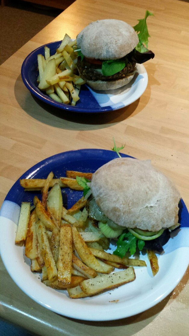 Photo by the5impleton with the username @the5impleton, who is a verified user,  January 22, 2015 at 3:32 AM and the text says 'deb-bee82:

Homemade burger, homebaked rolls and fries… Mmmhh… Pretty awesome even if I say so myself.

Oh my God get in my belly! #That  #seriously  #looks  #DELICIOUS  #MrOutraged  #Deb-bee82'