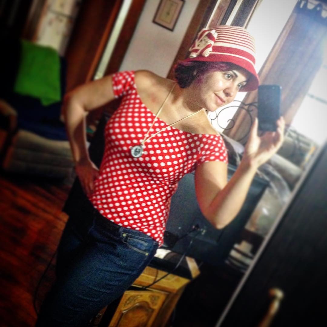 Photo by the5impleton with the username @the5impleton, who is a verified user,  August 13, 2015 at 4:48 PM and the text says 'parmach-kai:

Polka dots and #vintage hats #pinup #summerstyle #1920s #vintagefashion'