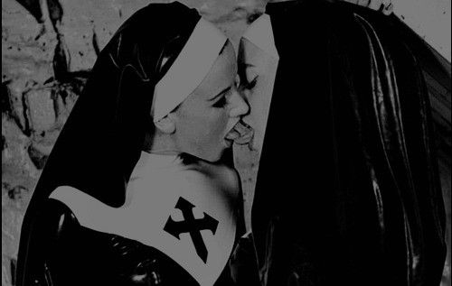 Photo by instantaneously with the username @instantaneously,  December 17, 2013 at 5:43 AM and the text says '#nuns  #girlongirl  #tongue'