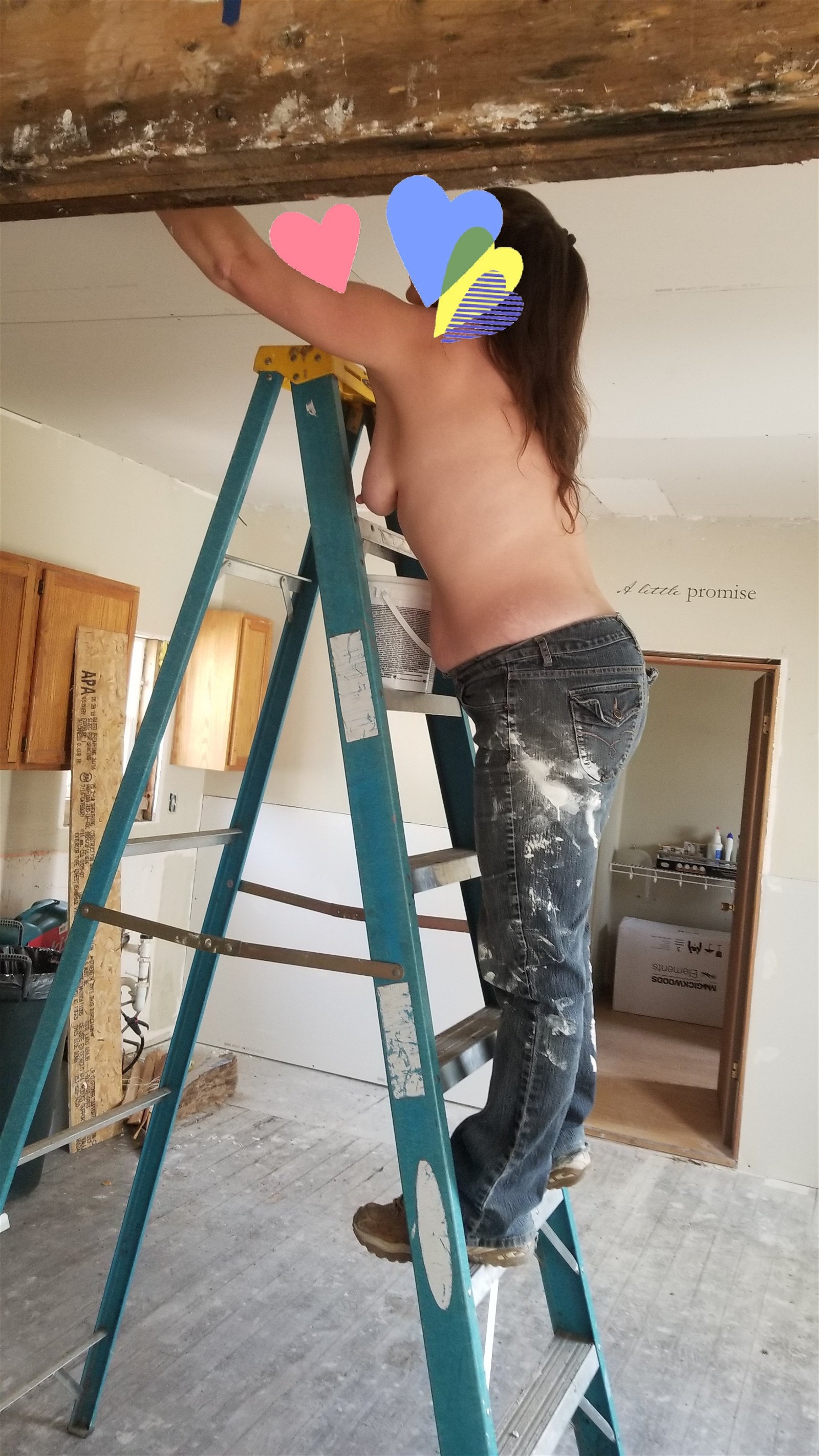 Photo by IowaHotwife with the username @SirJLOneG, who is a verified user,  February 7, 2019 at 8:26 PM. The post is about the topic Hotwife and the text says 'Always productive when you have a hot wife to help the contractors'