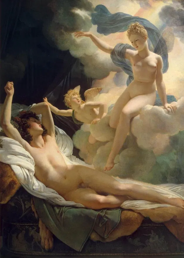 Photo by Swissarmycatdog with the username @Swissarmycatdog,  August 1, 2015 at 6:55 PM and the text says 'artofrestraint:

Pierre-Narcisse Guérin, Morpheus and Iris, 1811'