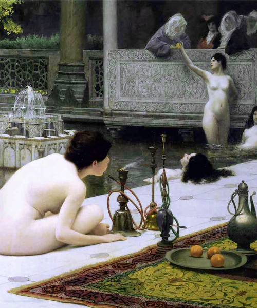 Photo by Swissarmycatdog with the username @Swissarmycatdog,  August 3, 2015 at 12:47 PM and the text says 'marcuscrassus:


Jean-Léon Gérôme - Lighting the Pipe [c.1895]'