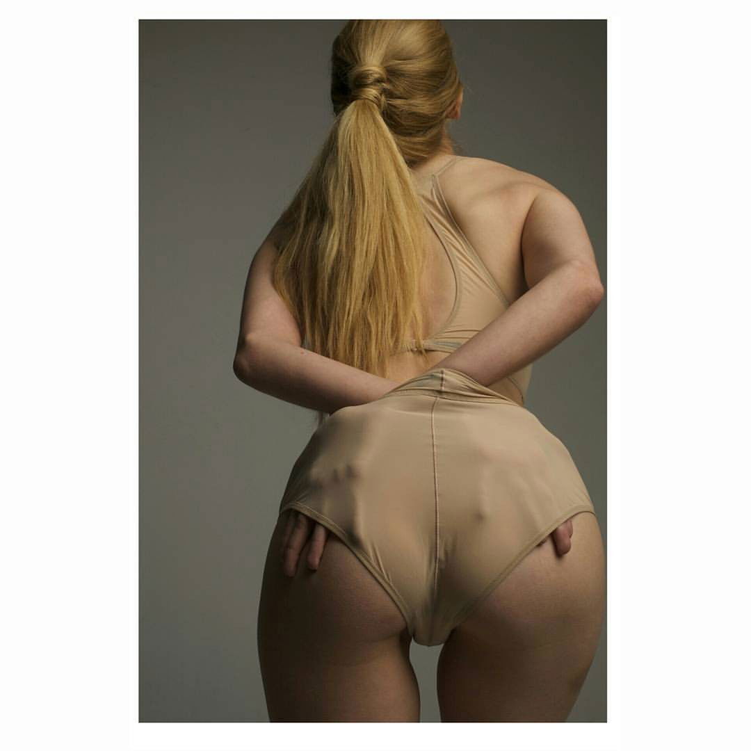 Photo by PureForm with the username @PureForm,  September 6, 2015 at 7:58 PM and the text says 'lafilledo:

What’s your fun on Sunday.  Hands in pants is always a good idea.
@dagfabriek is wearing #wishbird high waist panties in french sheer nylon in nude and #slideonly bralette with slit back detail. This could probably be the next best thing to no..'