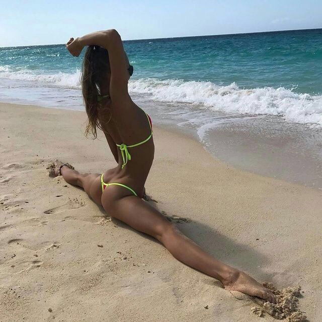 Photo by TrophyWomen with the username @TrophyWomen, who is a verified user,  April 24, 2018 at 3:51 PM and the text says 'sexsextasy:

Nadya Markina 

  #bimbo  #bimbosdaily  #nadya  #markina  #nadyakiss94  #ig  #model  #Russian  #bikini  #beach  #ass  #booty  #butt  #thong  #gstring  #flexible  #splits  #sexy  #thin  #thinspo  #slim  #fit  #no  #boobs  #skinny'