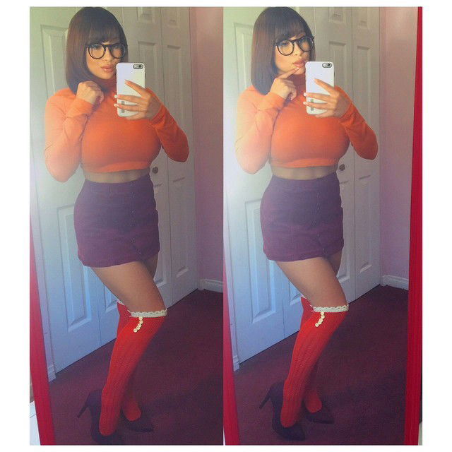 Photo by TrophyWomen with the username @TrophyWomen, who is a verified user,  October 31, 2017 at 1:44 PM and the text says 'absolutewomen:

Elizabeth Anne(my new obsession) as Velma from Scooby Doo

 #bimbo  #bimbosdaily  #velma  #dinkley  #scooby  #doo  #costume  #halloween  #halloween  #costume  #sexy  #costume  #sexy  #women  #sexy  #amateur  #busty  #amateur  #busty..'