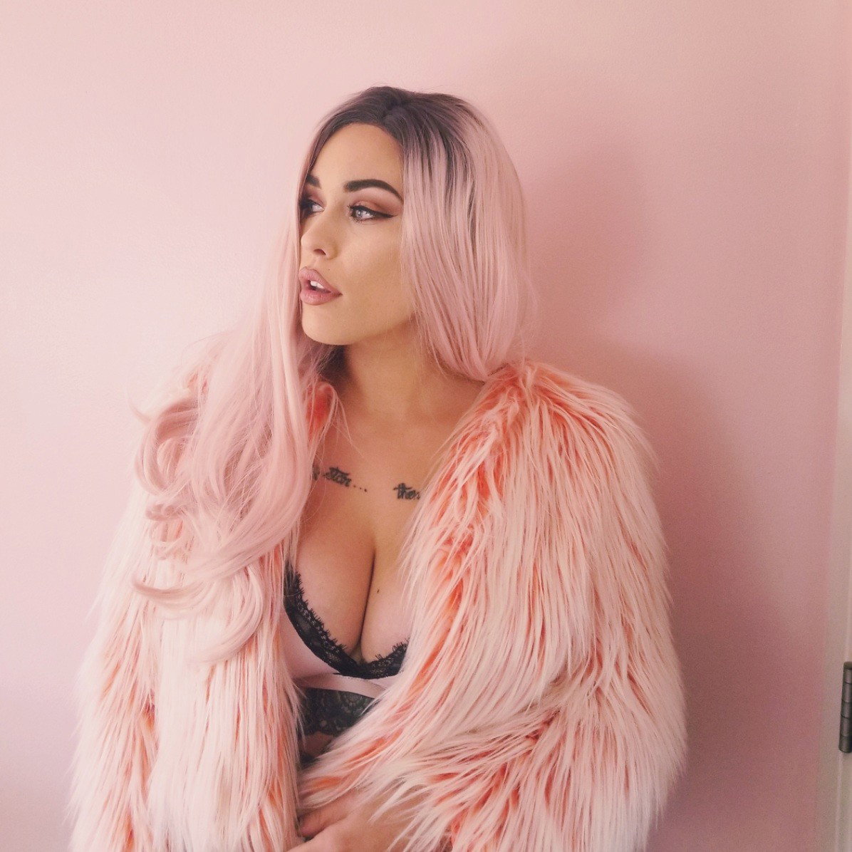 Photo by TrophyWomen with the username @TrophyWomen, who is a verified user,  May 15, 2018 at 10:41 PM and the text says 'dreamy-babydoll:

A demon in pink

  #love  #yourself  #pastel  #pink  #body  #positive  #aesthetic  #stevivi  #cynegetic  #dreamy-babydoll  #me  #fur  #bimbo  #bimbosdaily  #boobs  #breasts  #tits  #mammaries  #cleavage  #queen'
