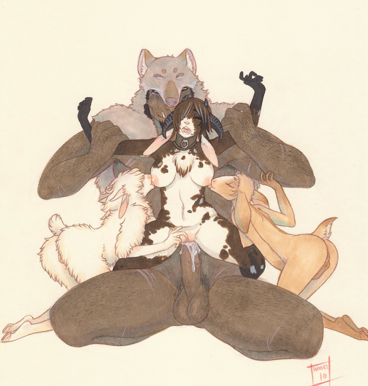 Photo by smutch with the username @smutch,  December 22, 2010 at 6:37 PM and the text says '#artist:ANOKI  #girls  #sex  #goat  #girls  #foursomes'