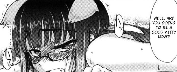 Photo by smutch with the username @smutch,  October 12, 2011 at 9:40 PM and the text says '#manga  #hentai  #girls  #cat  #girl  #are  #you  #going  #to  #be  #a  #good  #kitty  #now?  #master&amp;slave  #b&amp;w'